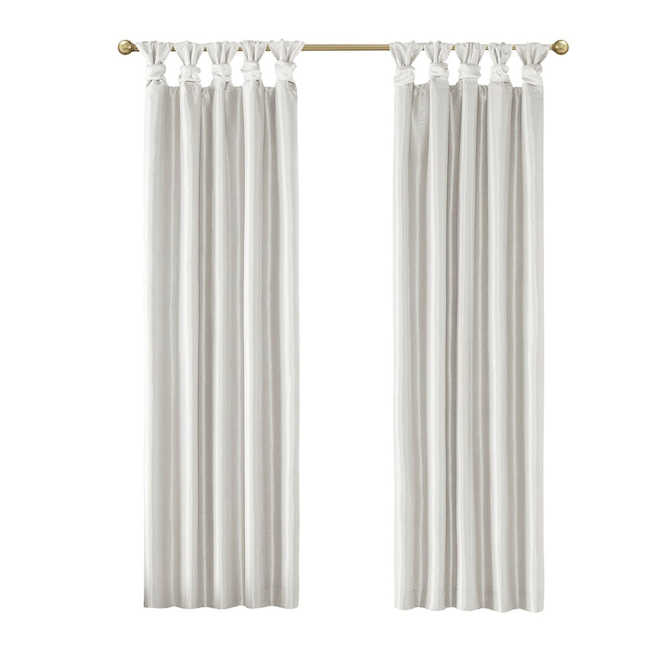 Emilia Twist Tab Total Blackout Window Curtain - White - Blackout 50x95"