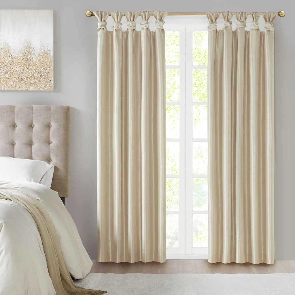 Madison Park Emilia Twist Tab Total Blackout Window Curtain - Champagne - Blackout 50x95"