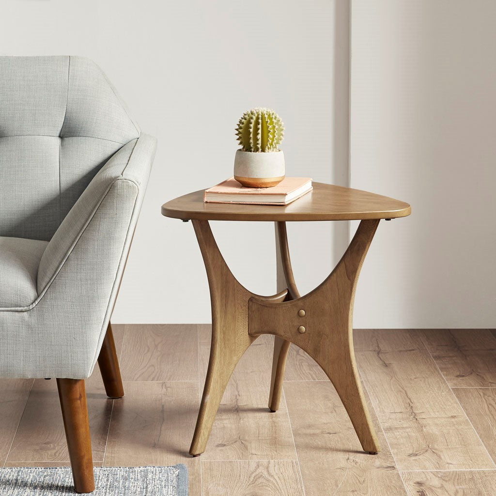 INK+IVY Blaze Triangle Wood Side Table - Light Brown 