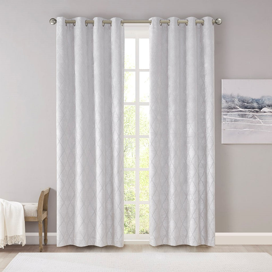 SunSmart Taylor Diamond Jacquard Total Blackout Panel - Silver - 50x95"