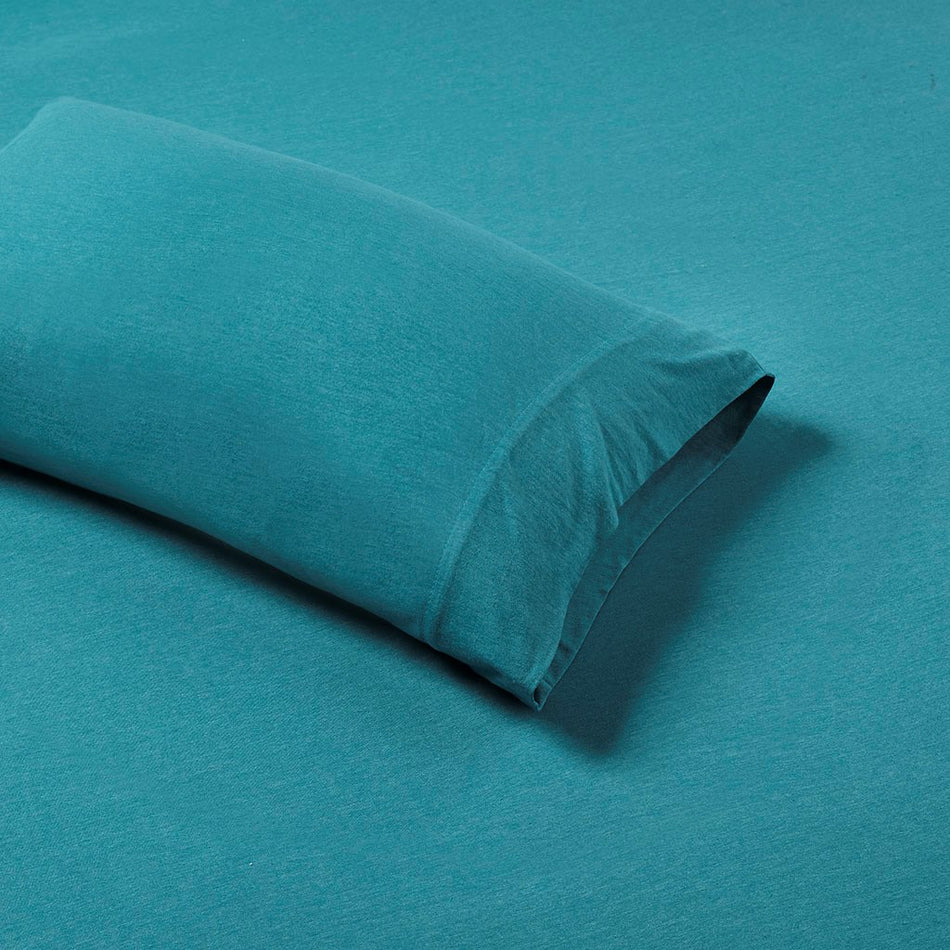 Cotton Blend Jersey Knit All Season Sheet Set - Teal - Queen Size