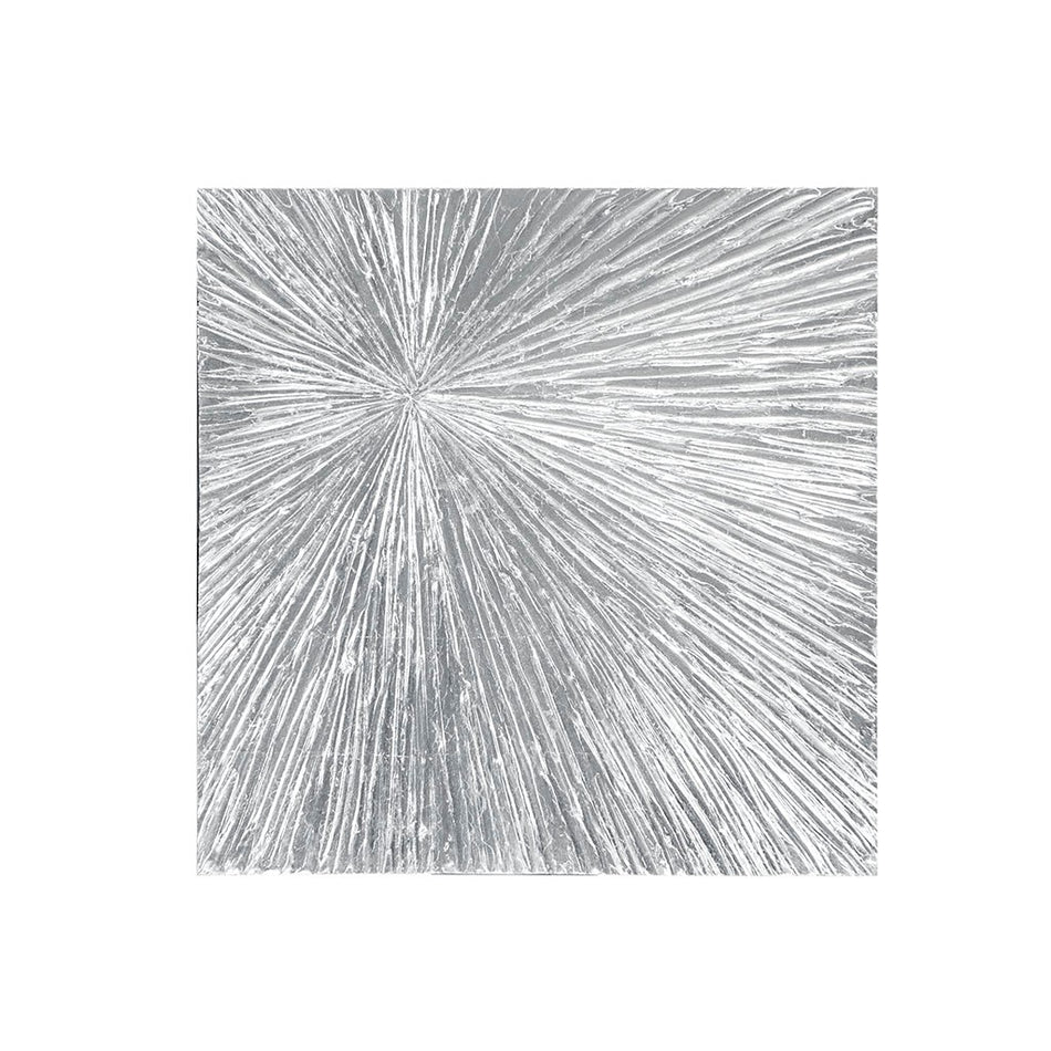 Sunburst 100% Hand Painted Dimensional Resin Wall Decor - Silver