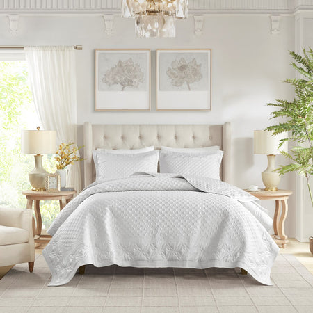 Croscill Classics Versailles 3 Piece Grey Quilt Set - Grey  - Queen Size Shop Online & Save - expresshomedirectr.com