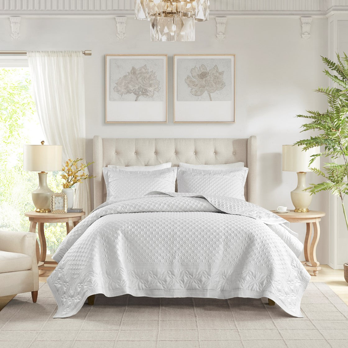 Croscill Classics Versailles 3 Piece Grey Quilt Set - Grey  - King Size Shop Online & Save - expresshomedirectr.com