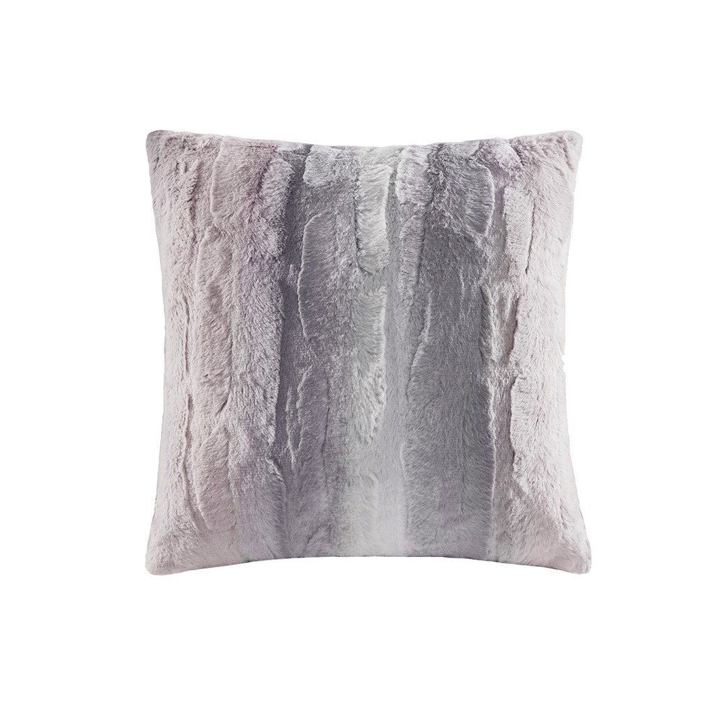 Madison Park Zuri Faux Fur Square Pillow - Blush / Grey - 20x20"