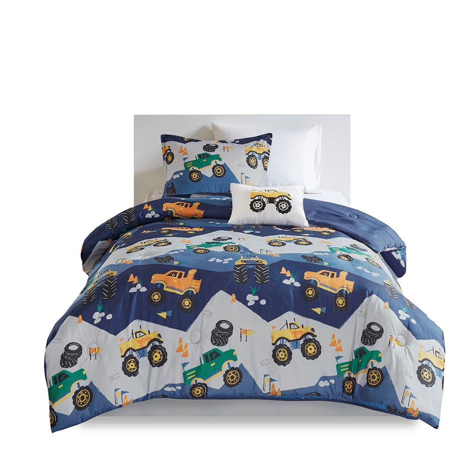 Nash Monster Truck Comforter Set - Blue - Full Size / Queen Size