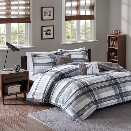 Intelligent Design Rudy Plaid Comforter Set - Black - Full Size / Queen Size