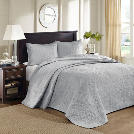 Madison Park Quebec Reversible Bedspread Set - Grey - King Size