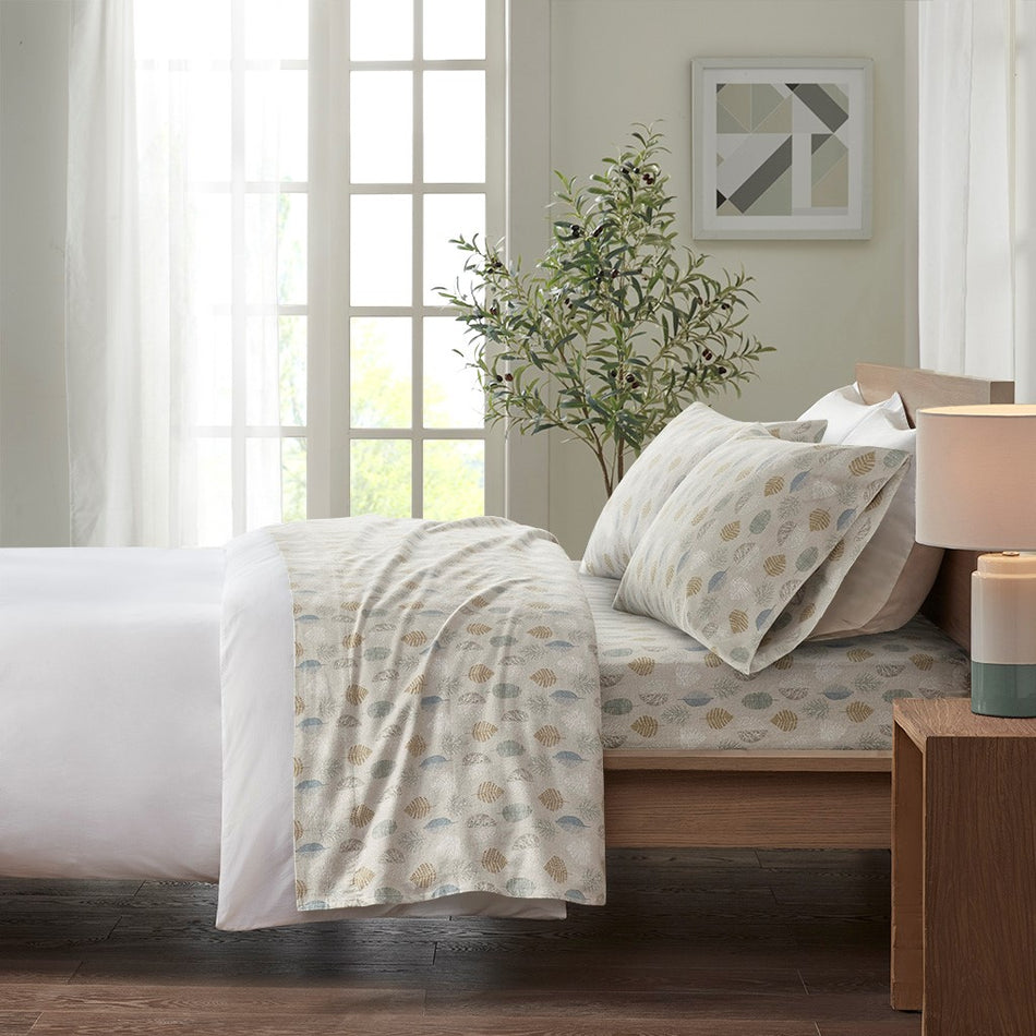 True North by Sleep Philosophy Cozy Cotton Flannel Printed Sheet Set - Multi Leaves  - Twin Size Shop Online & Save - expresshomedirectr.com