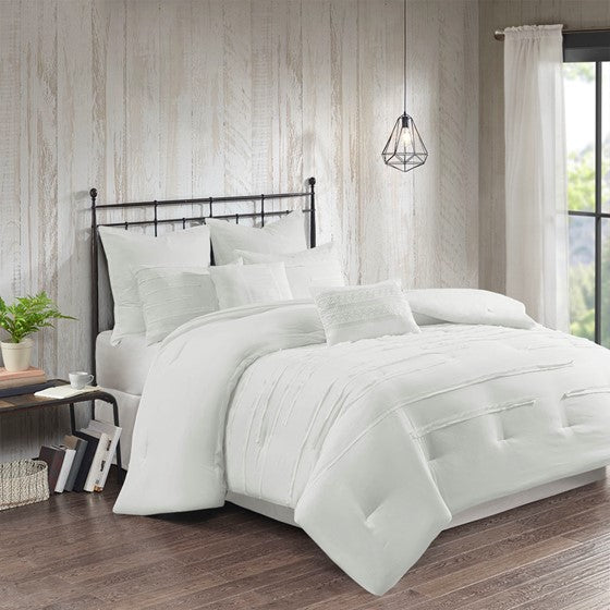 Jenda 8 Piece Comforter Set - White - King Size