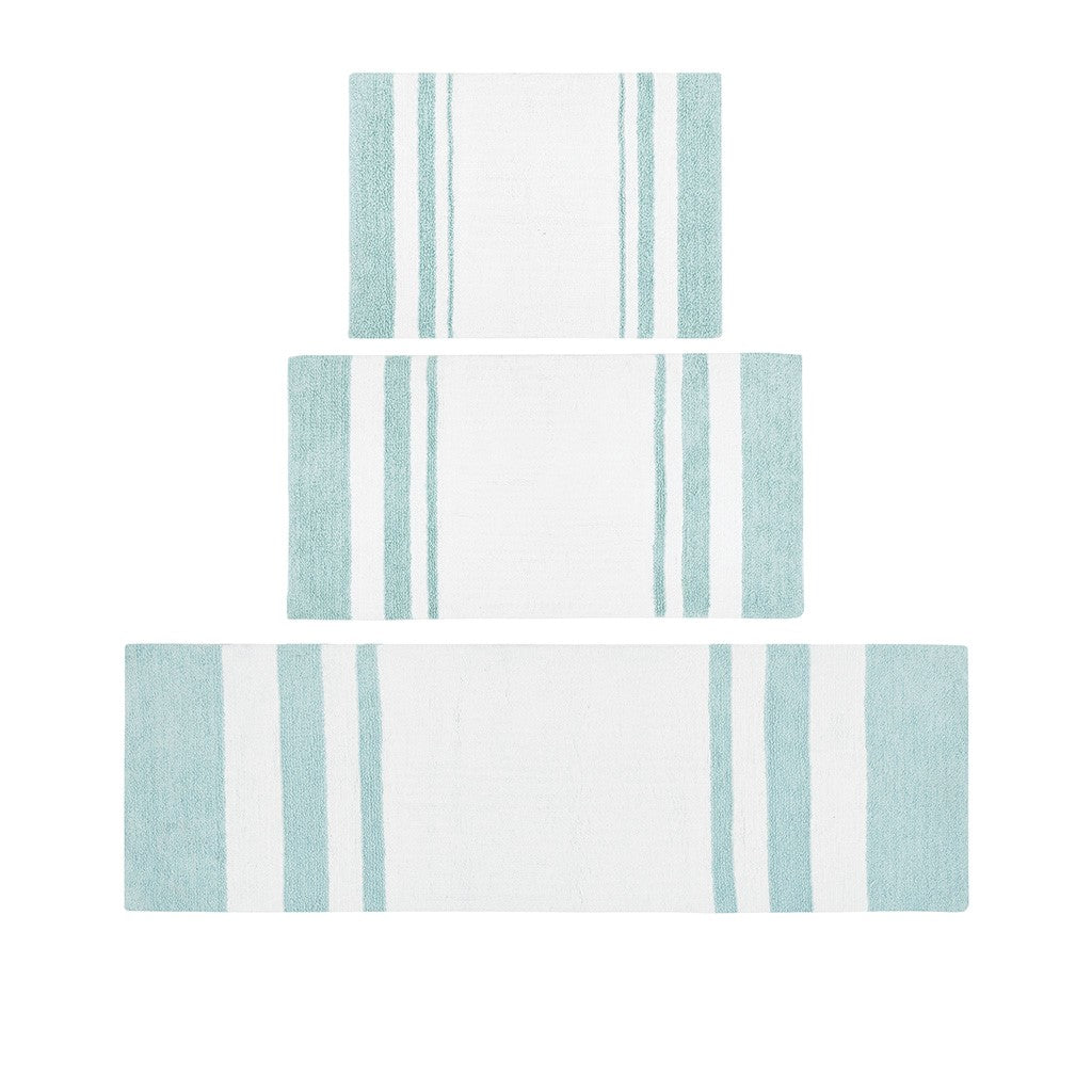 Madison Park Spa Cotton Reversible Bath Rug - Aqua - 27x45"