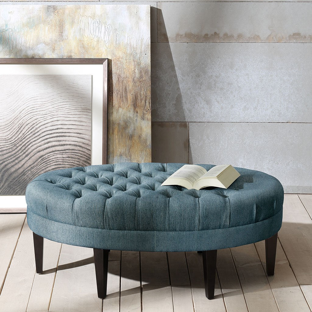 Madison Park Martin Surfboard Tufted Ottoman - Blue 