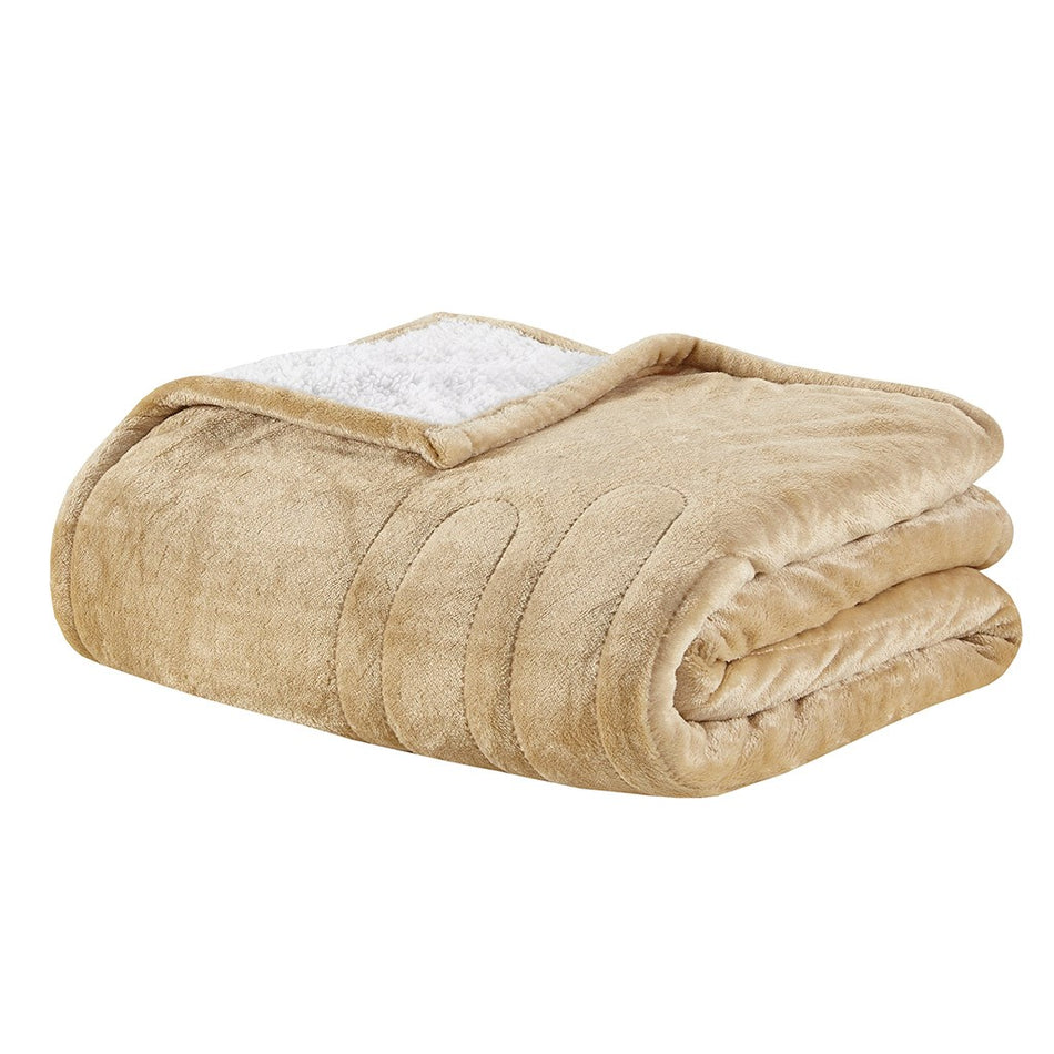 Heated Plush to Berber Throw - Tan - 60x70"