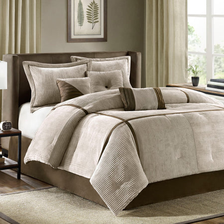 Madison Park Dallas 7 Piece Comforter Set - Taupe - Cal King Size