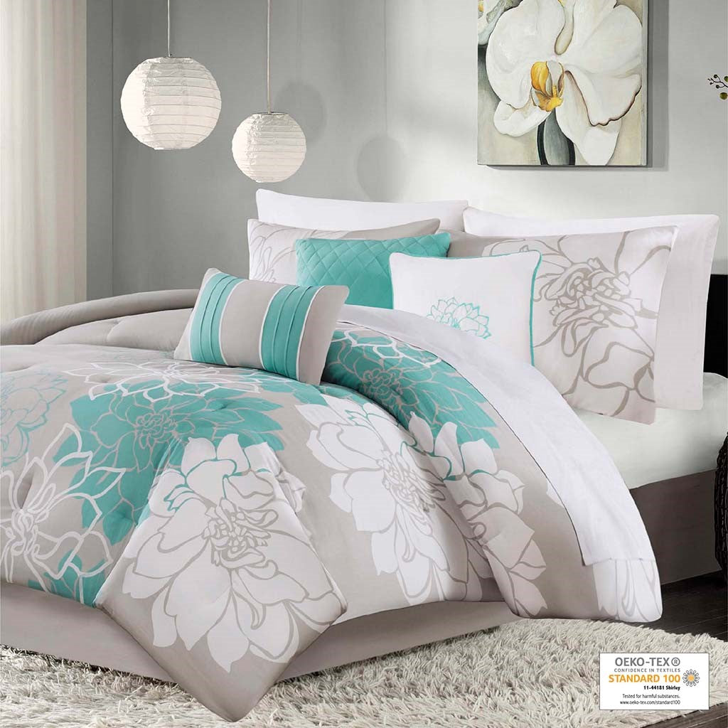 Madison Park Lola Comforter Set - Aqua - Cal King Size