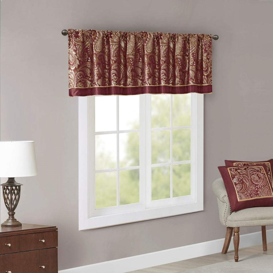 Aubrey Jacquard Window Valance - Burgundy - 50x18"