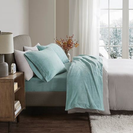 True North by Sleep Philosophy Soloft Plush Sheet Set - Aqua - Twin Size