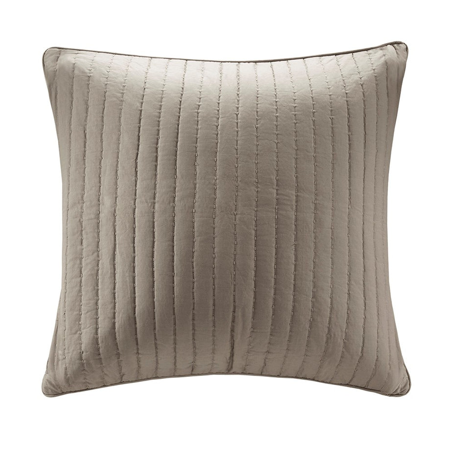 INK+IVY Camila Cotton Quilted Euro Sham - Taupe - Euro Sham