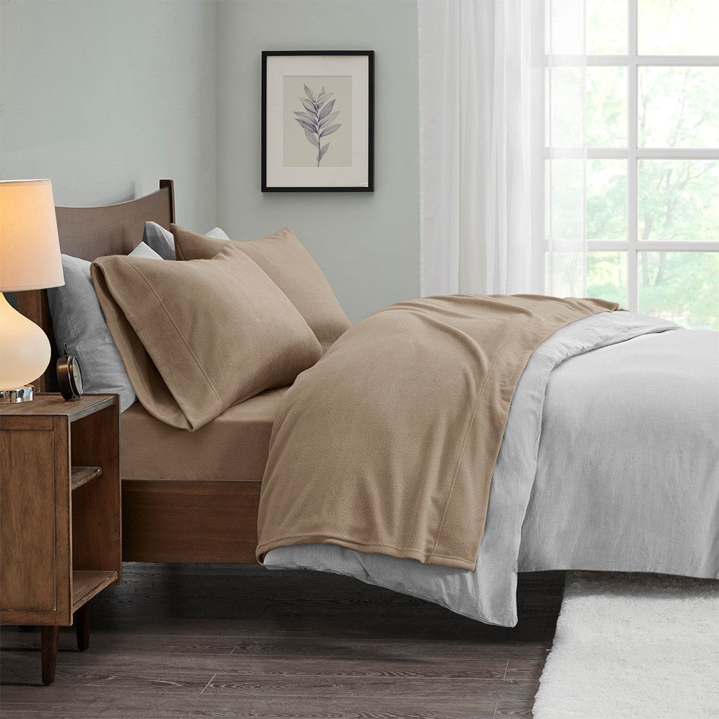 True North by Sleep Philosophy Micro Fleece Sheet Set - Brown - King Size