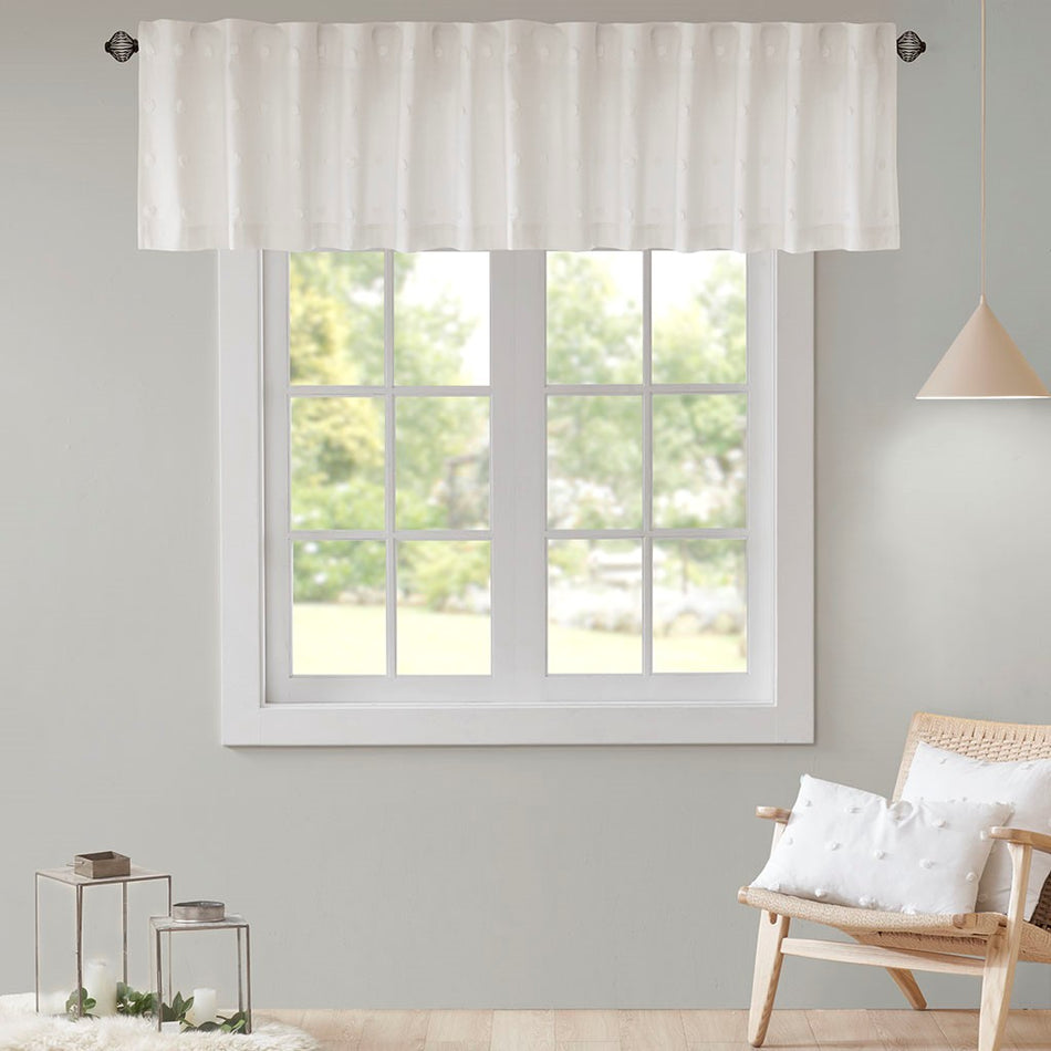 Urban Habitat Brooklyn Cotton Jacquard Pom Pom Rod Pocket/Back Tab Window Valance - Ivory - 50x18"