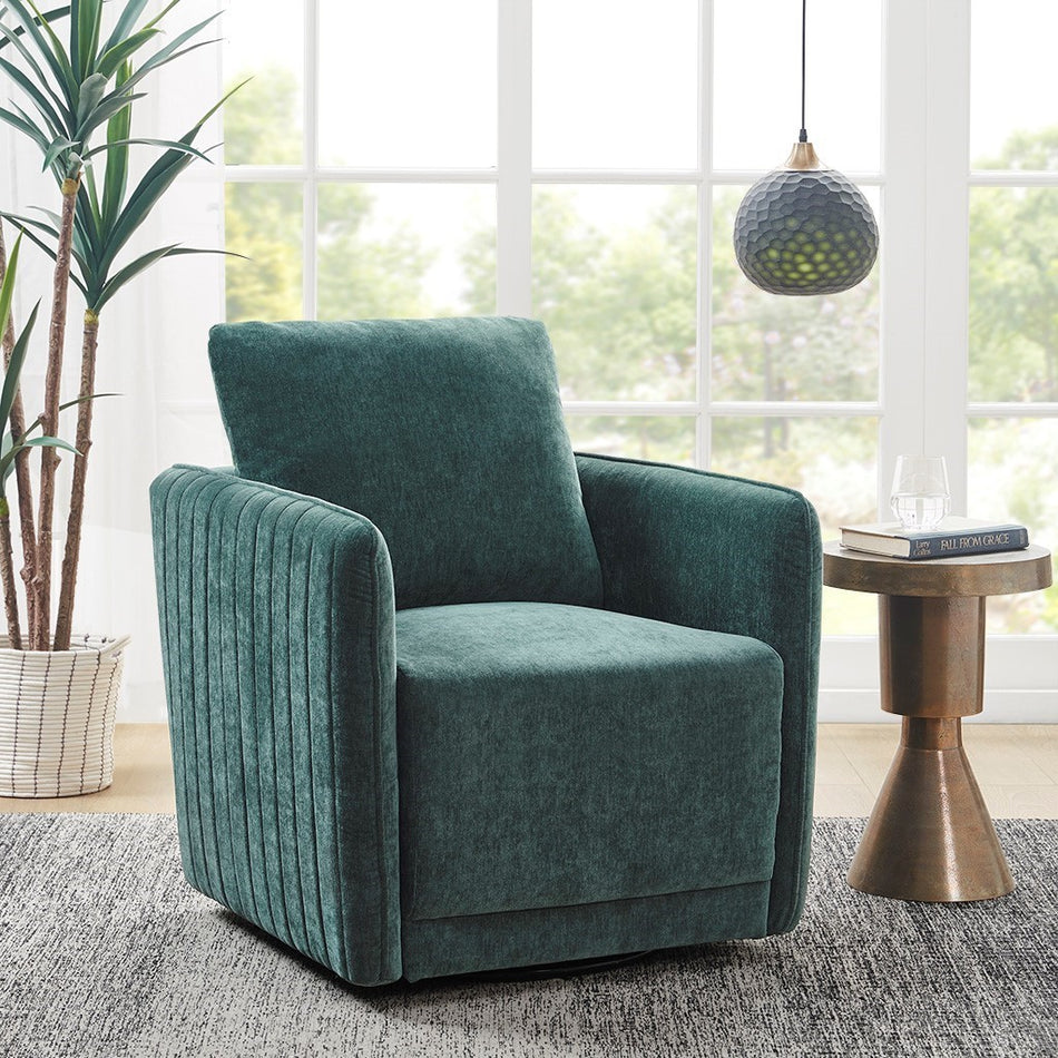 Madison Park Kaley Upholstered 360 Degree Swivel Chair - Green 