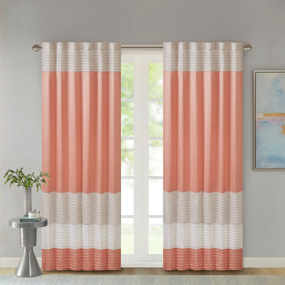 Amherst Polyoni Pintuck Window Panel - Coral - 84" Panel