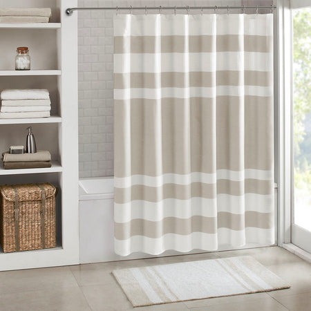 Madison Park Spa Waffle Shower Curtain with 3M Treatment - Taupe - 54x78"