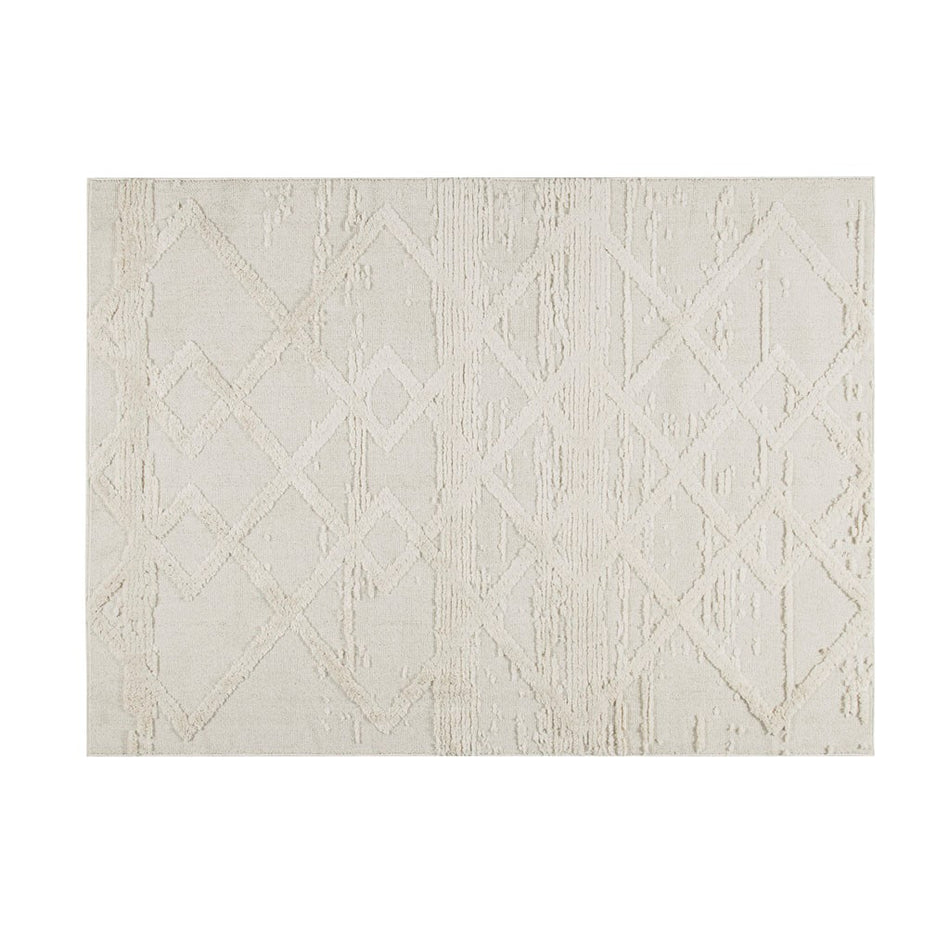 Beverly Terni Diamondback Indoor Area Rug - Cream - 5x7'