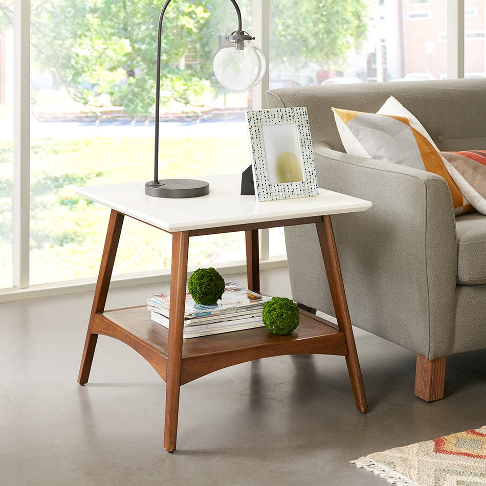 Madison Park Parker End Table - Off White / Pecan 