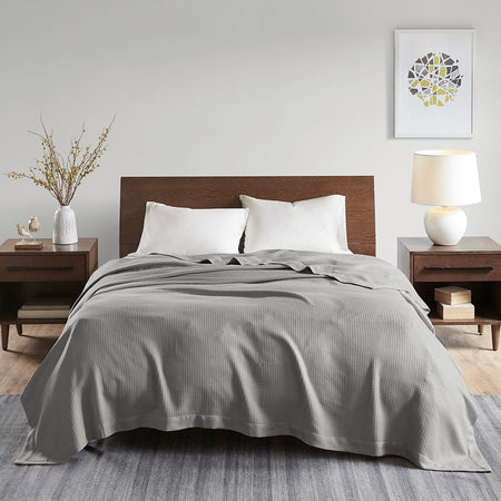 Madison Park Egyptian Cotton Blanket - Grey - King Size