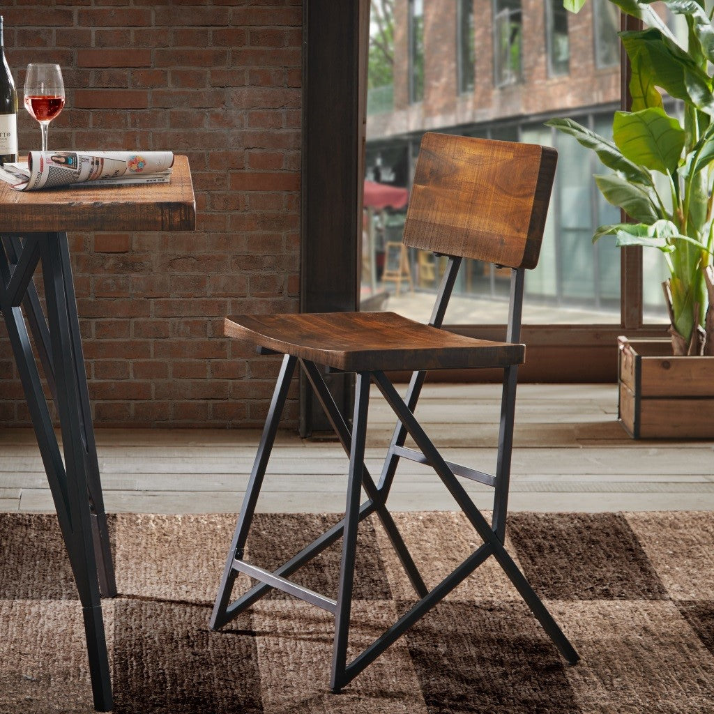 INK+IVY TRESTLE Counter Stool - Reclaimed Brown / Gun Metal 