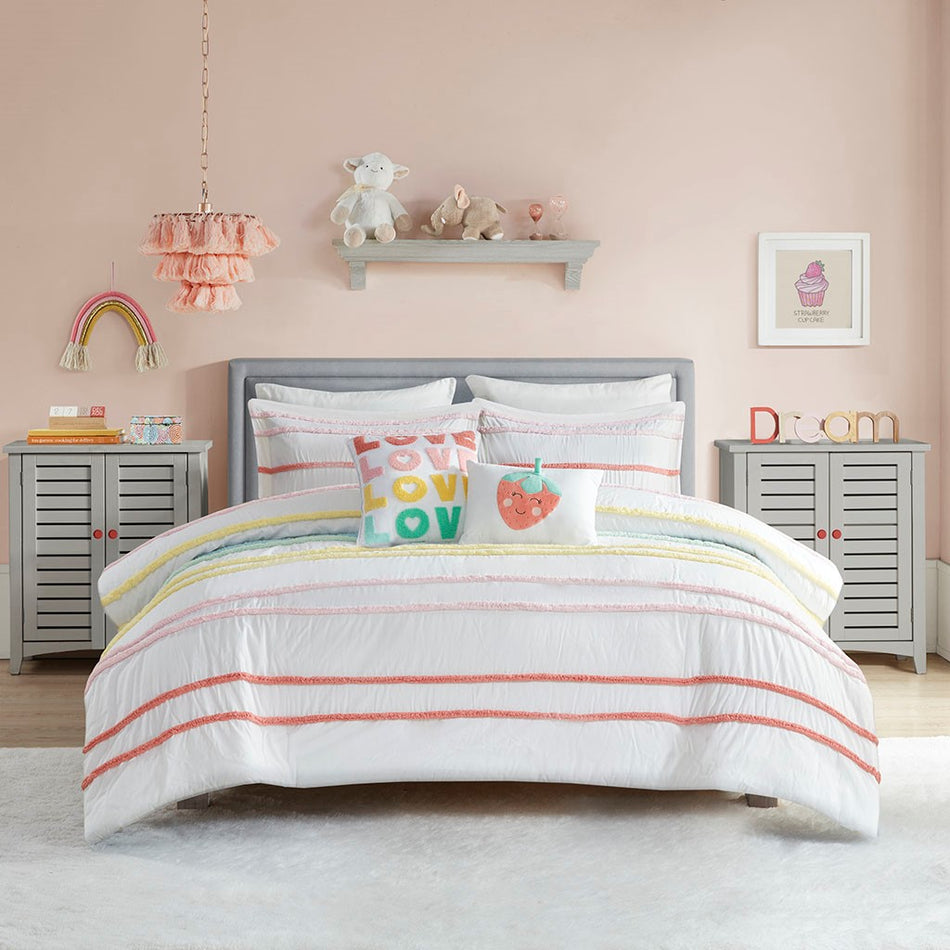 Urban Habitat Kids Haisley Cotton Duvet Cover Set with Chenille Trim - Pink  - Twin Size Shop Online & Save - expresshomedirectr.com