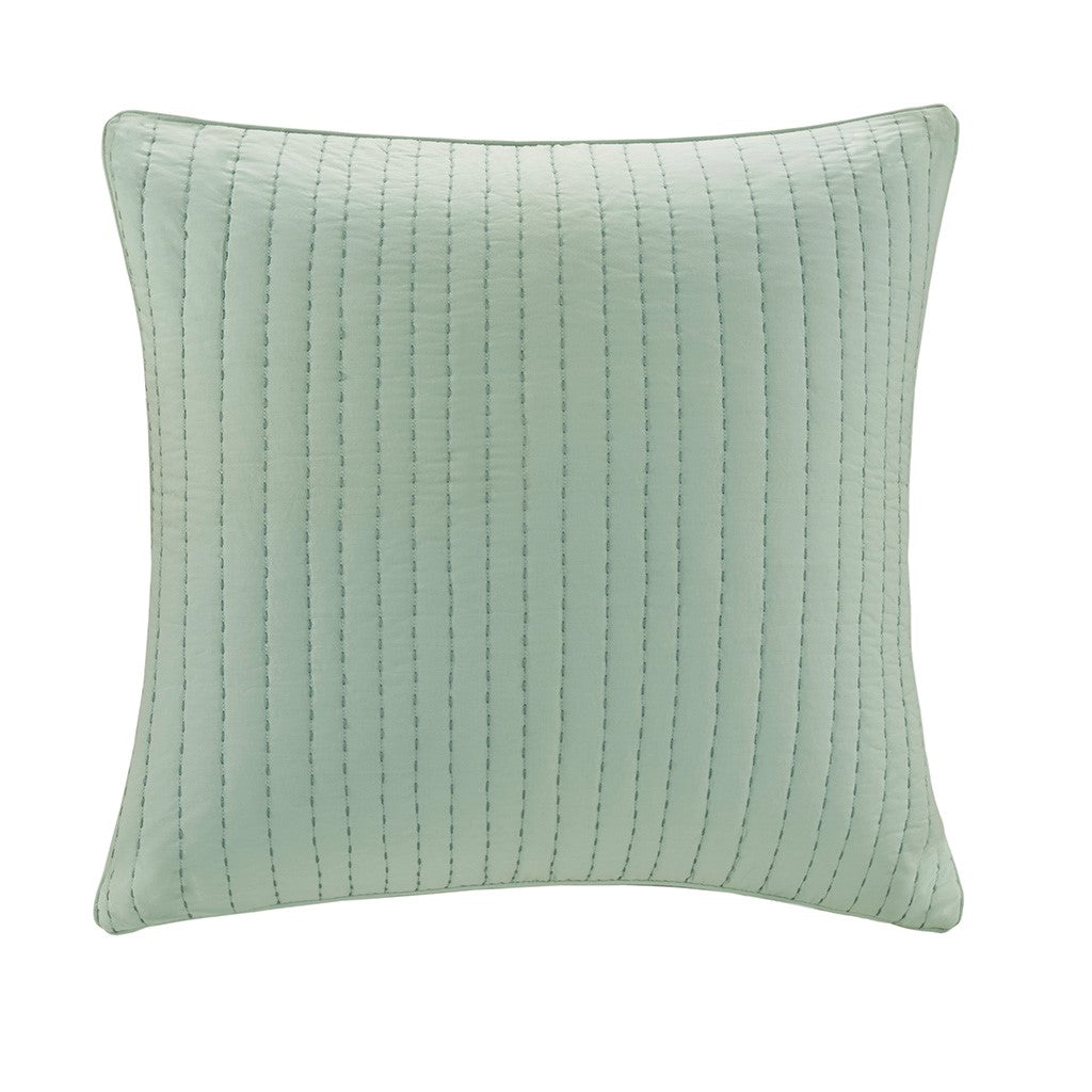 INK+IVY Camila Cotton Quilted Euro Sham - Seafoam - Euro Sham