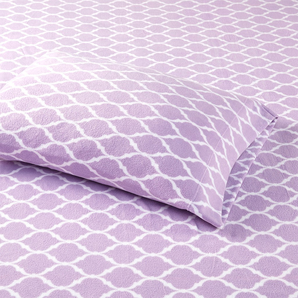 Micro Fleece Sheet Set - Purple Ogee - Queen Size