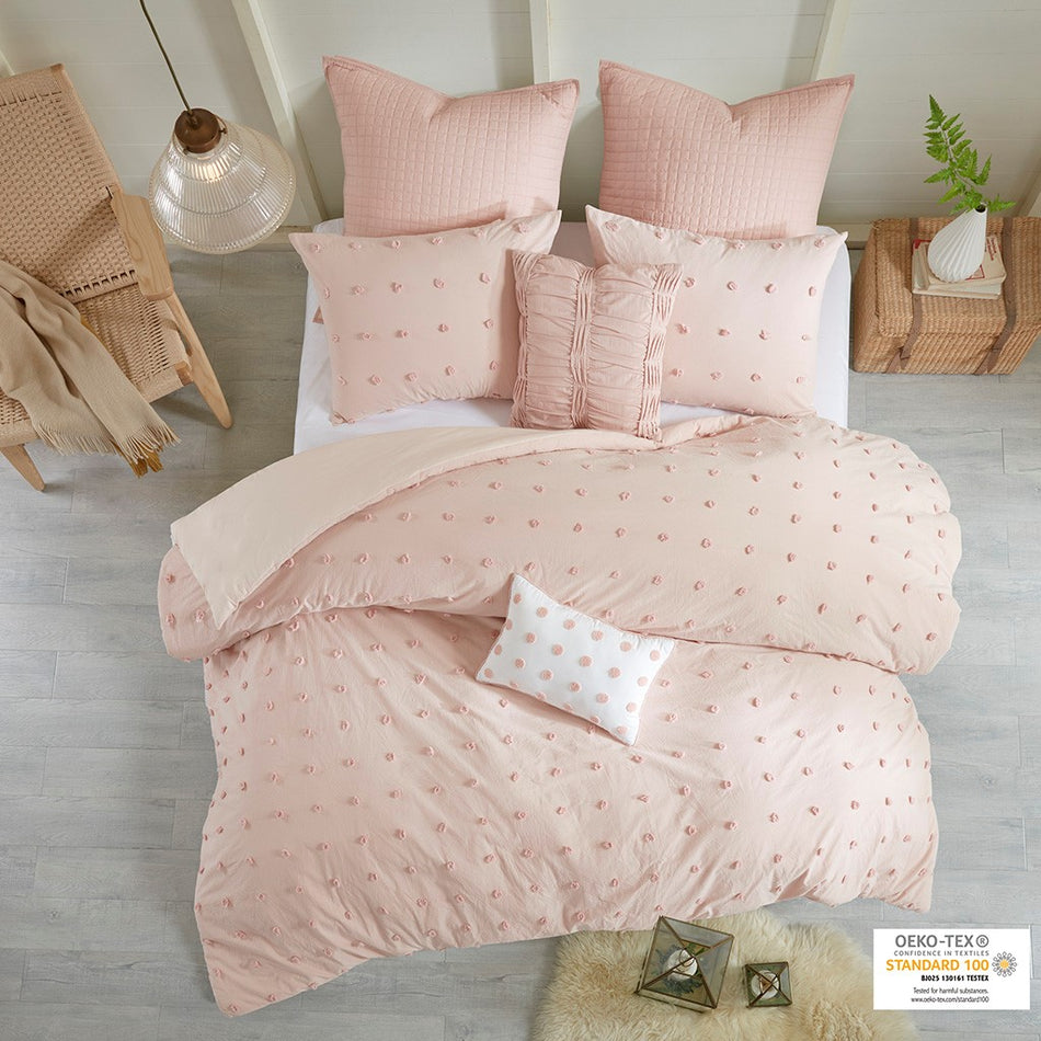 Urban Habitat Brooklyn Cotton Jacquard Duvet Cover Set - Pink - Twin Size / Twin XL Size