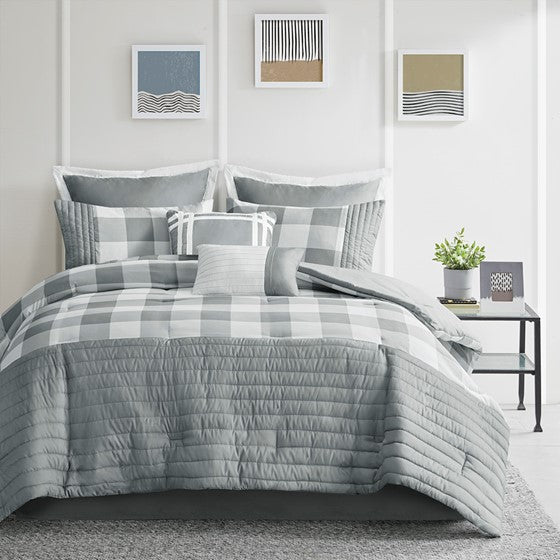 Georgetown 8 Piece Comforter Set - Grey - Cal King Size