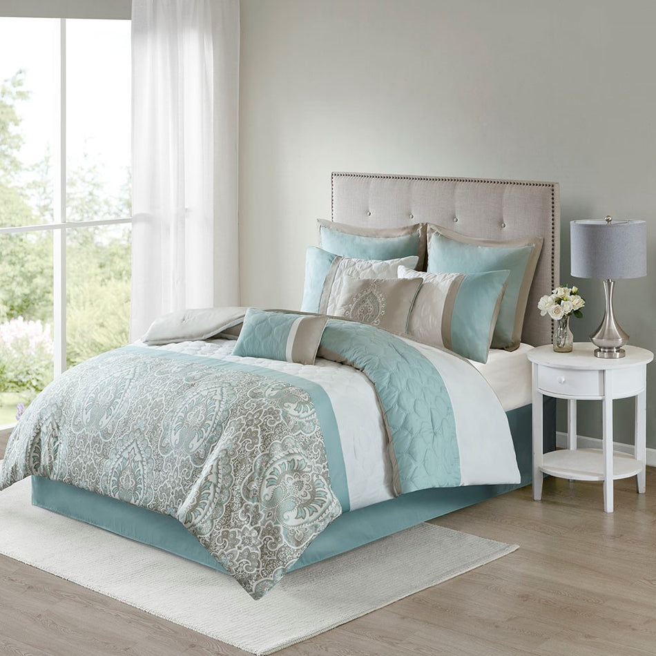 Shawnee 8 Piece Comforter Set - Seafoam - King Size