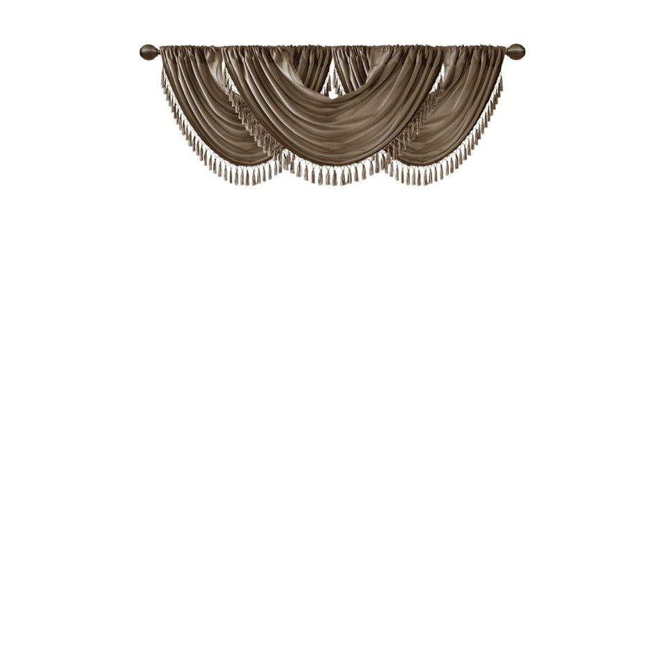 Elena Faux Silk Waterfall Embellished Valance - Bronze - 38x46"