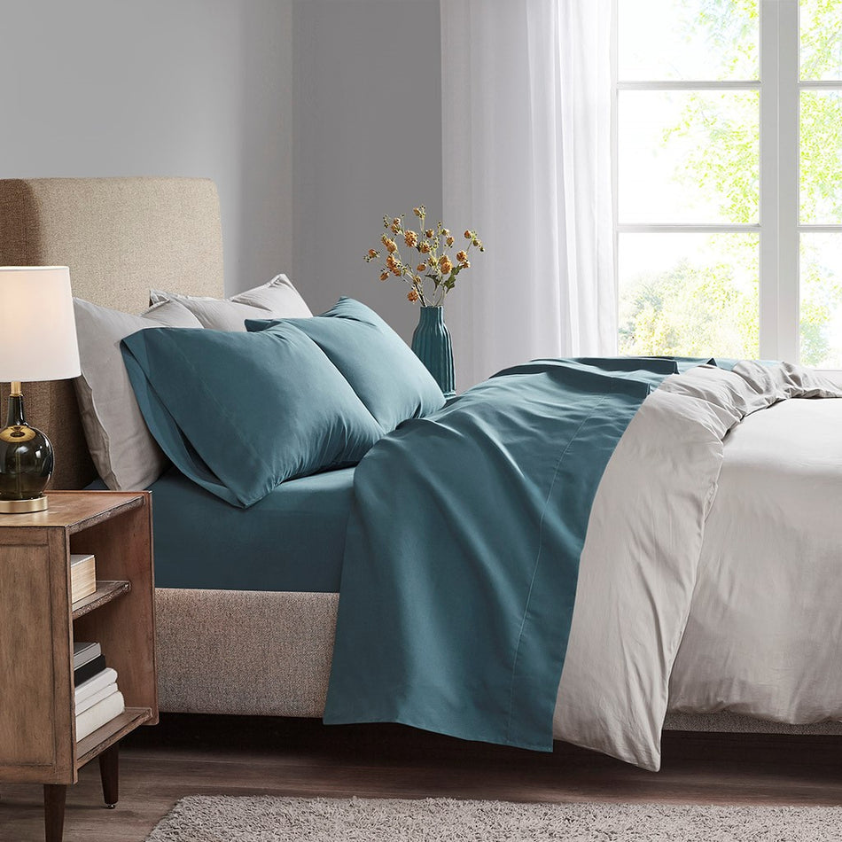 Madison Park 3M Microcell All Season Lightweight Sheet Set - Teal - Cal King Size