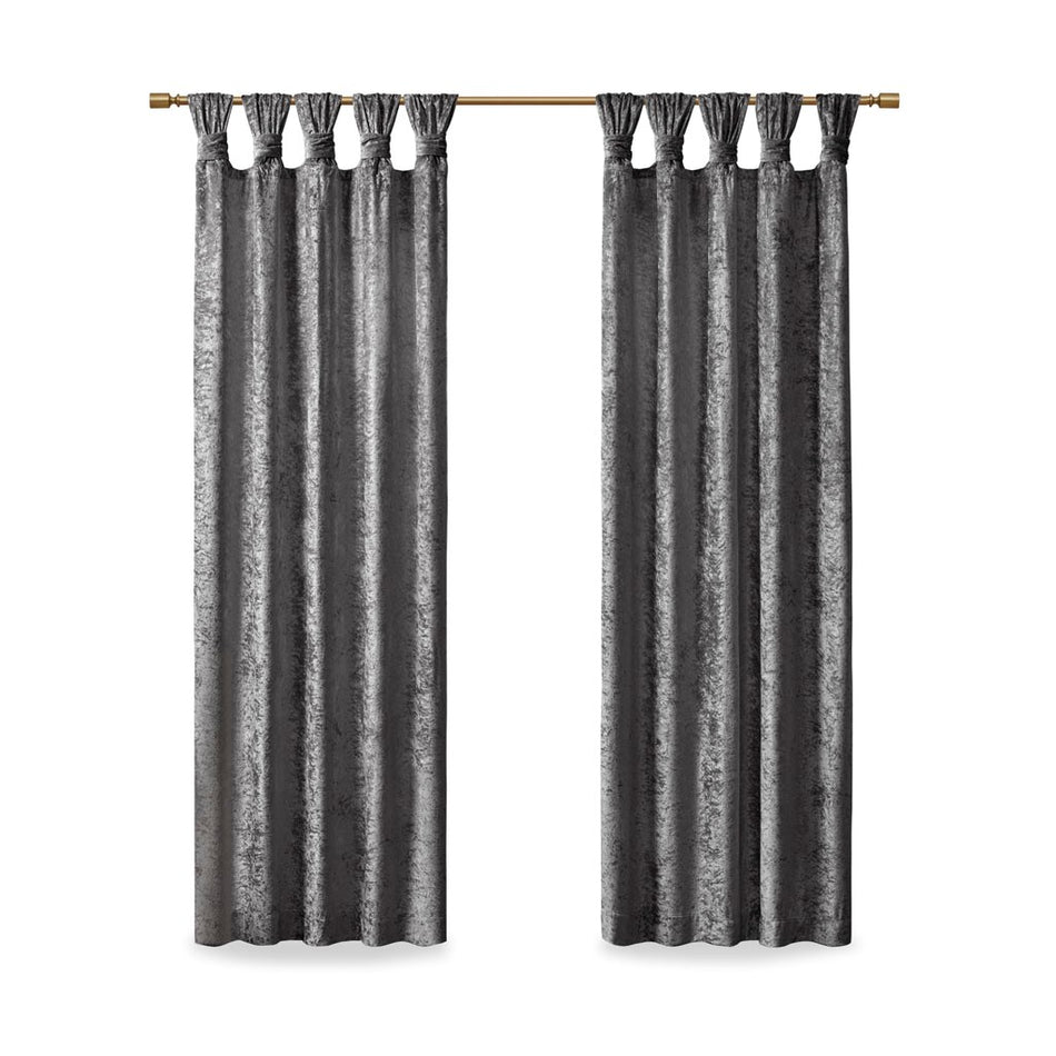 Felicia Velvet Cuff Tab Top Window Panel - Grey - 63" Panel