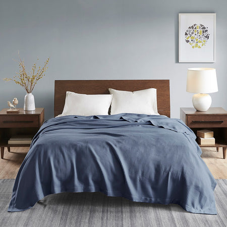 Madison Park Egyptian Cotton Blanket - Blue - King Size