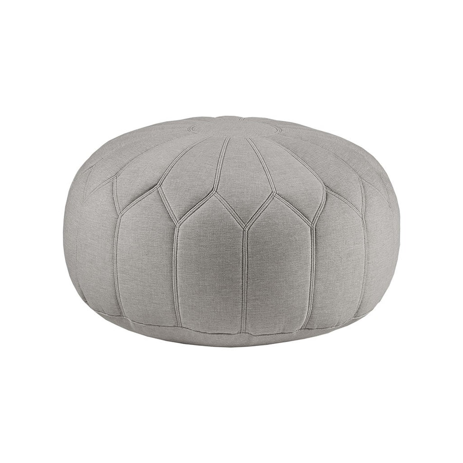 Kelsey Round Pouf Ottoman - Grey