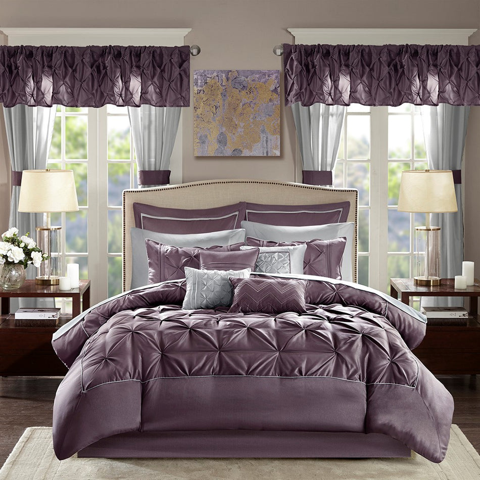 Joella 24 Piece Room In a Bag - Plum - Queen Size