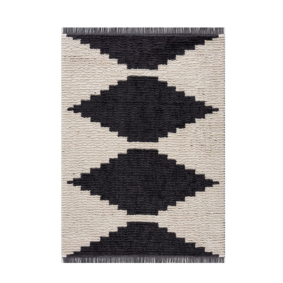 Amanda Black & Ivory Modern Area Rug - Black / Ivory - 6x9'