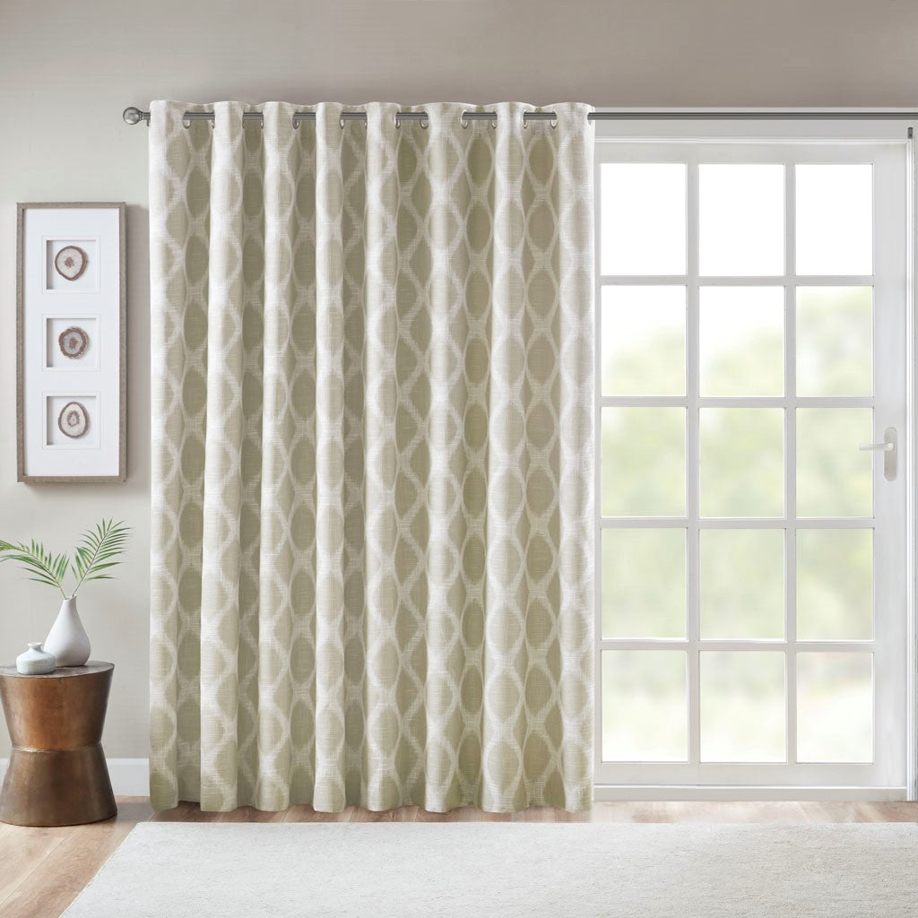 SunSmart Blakesly Printed Ikat Blackout Patio Curtain - Taupe - 100x84"