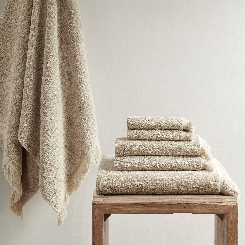 INK+IVY Nova Cotton Dobby Slub 6 Piece Towel Set - Taupe 