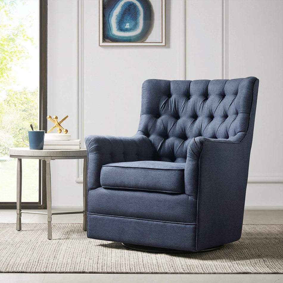 Madison Park Mathis Swivel Glider Chair - Blue 