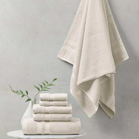 Beautyrest Plume 100% Cotton Feather Touch Antimicrobial Towel 6 Piece Set - Ivory 