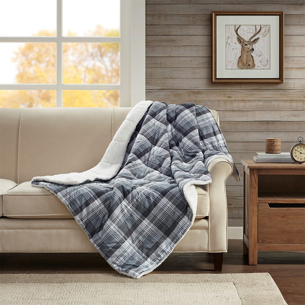 Woolrich Tasha Oversized Sofstpun Down Alternative Throw - Grey - 50x70"