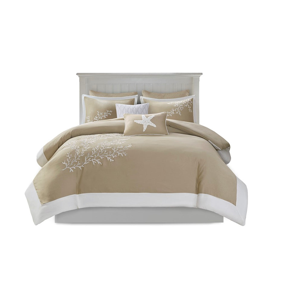 Coastline 5 Piece Duvet Set - Khaki - Full Size / Queen Size